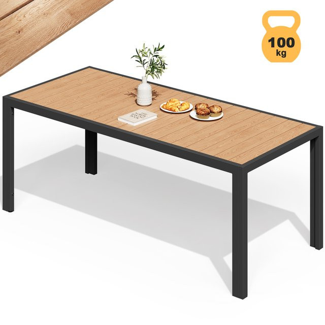 Devoko Gartentisch aus Aluminium, wetterbeständig und UV-beständig, modern und rechteckig, Grau oder Braun - Bild 1