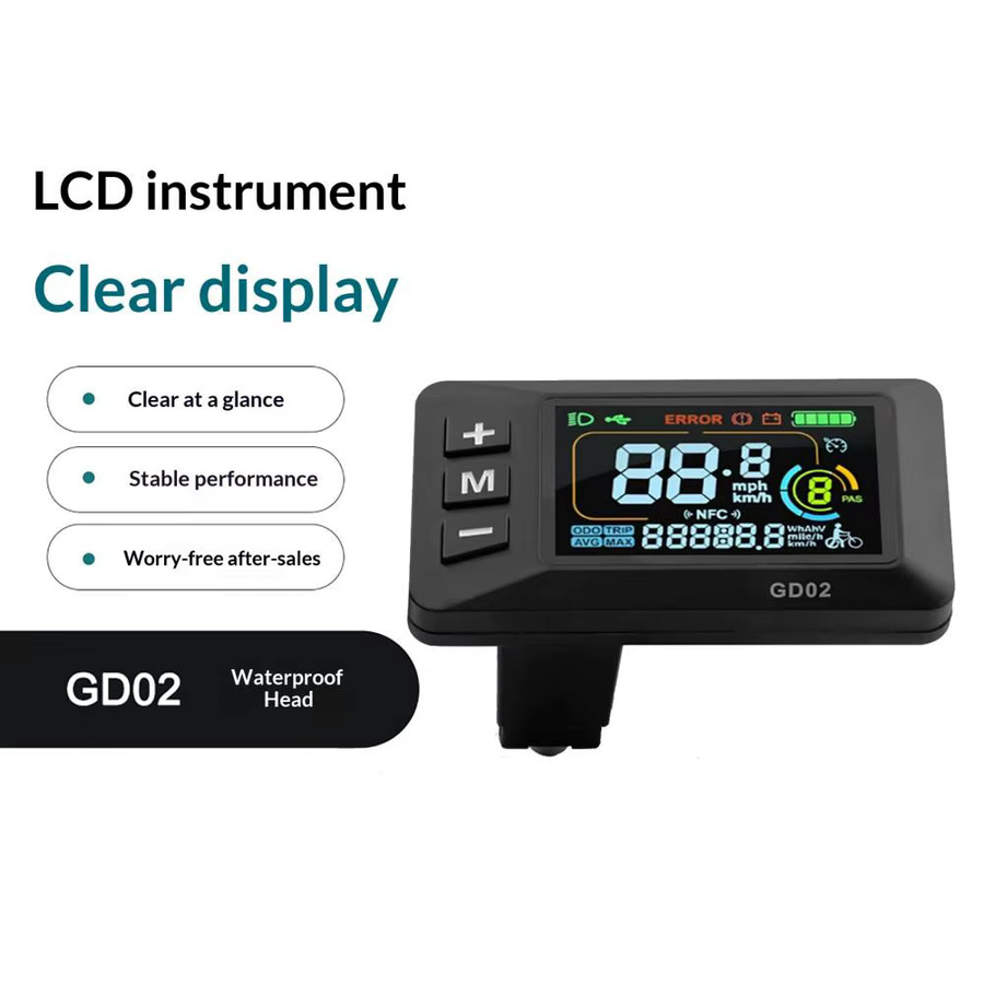 Yozma E-Bike-Display für IN 10 Elektrofahrrad, LCD-Bildschirm mit wasserdichtem 5-Pin-Anschluss und Bedienfeld, Schwarz - Bild 2