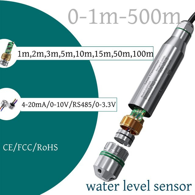 XUYANGQIDIAN Hydrostatischer Flüssigkeitsstandsensor SS304 Sonde für Kraftstoff, Gas und Öl mit 4-20mA, 0-10V oder 0-3.3V Ausgang - Bild 1