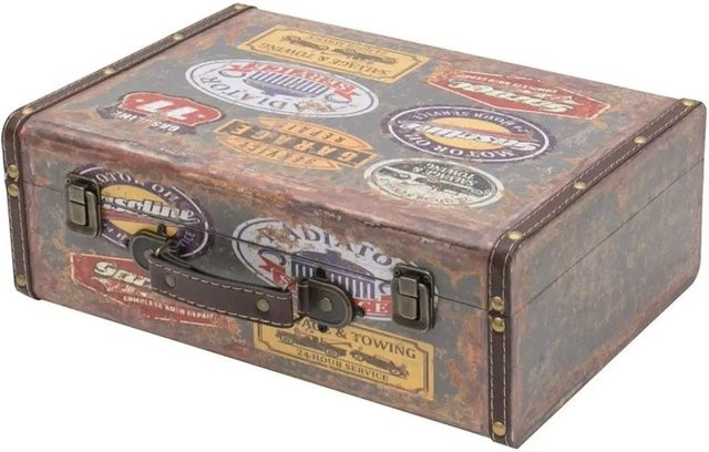 HMF Vintage Koffer Truhe Holzkiste in Braun, B/T/H: 38 x 26 x 13 cm - Bild 1