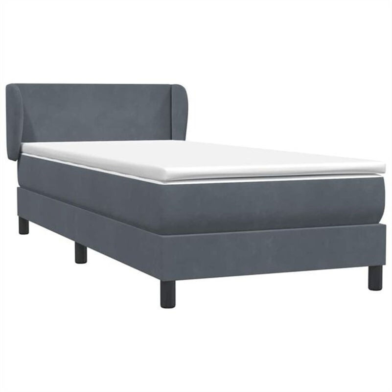 vidaxl Boxspringbett mit Matratze aus Samt in Dunkelgrau B/L: 80 x 220 cm - Bild 1