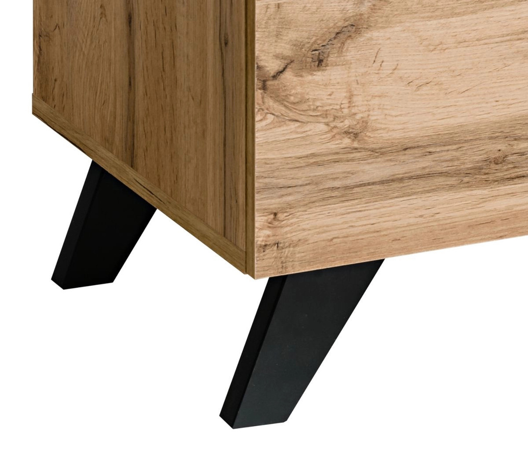 TV-Lowboard Heritage von Inn.Furn in Wotan Eiche und Schwarz mit integriertem Kamin, Breite: 150 cm, Tiefe: 46 cm, Höhe: 47 cm - Bild 4