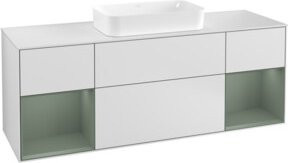 V&B Waschtischunterschrank Finion mit Wandbeleuchtung, Weiß lackiert, Breite: 160 cm, Tiefe: 50,1 cm, Höhe: 50,1 cm - Bild 1