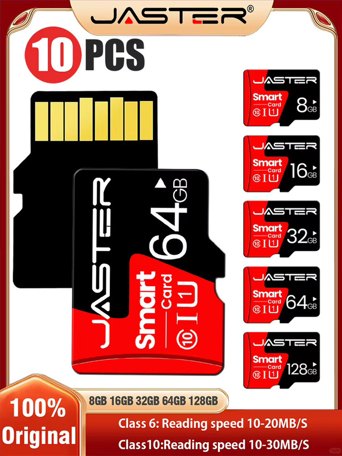 10er Set JASTER Micro SD Speicherkarte Klasse 10 High Speed für Telefon und PC - Bild 4