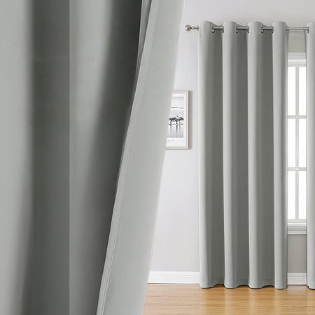 CENTURyMiG Verdunkelungsvorhänge mit Innenfutter zur Geräuschreduzierung, Sichtschutzvorhänge mit Ösen, Grau, Breite: 132 cm, Höhe: 183 cm