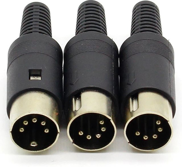 ELECAPITAL 3er-Set 5Pin DIN Lötstecker mit Kunststoffgriff in Schwarz - Bild 1