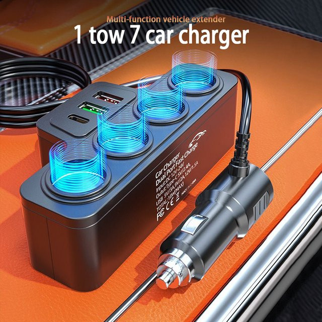 Baideluo 120W Multifunktionsladegerät mit USB und Typ-C Schnellladung in Schwarz - Bild 1