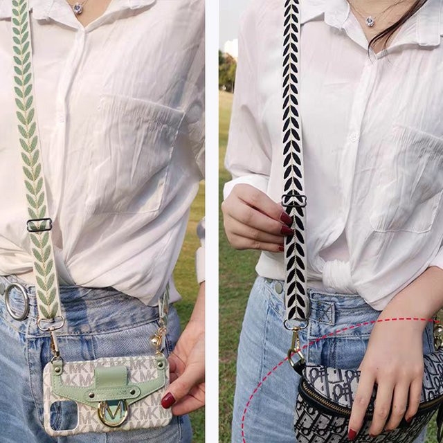 DOLANBIA Handy-Lanyard mit Ahornblatt-Stickerei und Perlenanhänger, verstellbare Umhängekette in Multicolour - Bild 1