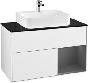 V&B Waschtischunterschrank Finion 100 mit Wandbeleuchtung in Weiß lackiert, B/T/H: 100 x 50,1 x 50,1 cm - Bild 1