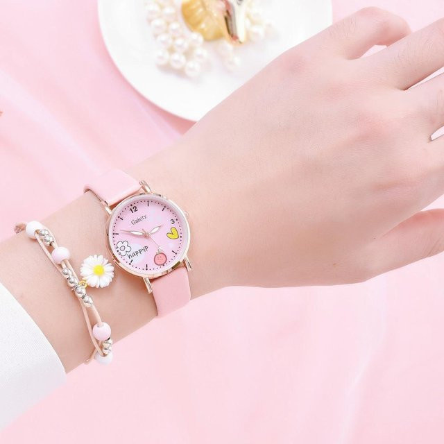Kinderuhren Set, Quarzuhr, Kunststoff, rosa, 33 mm - Bild 1