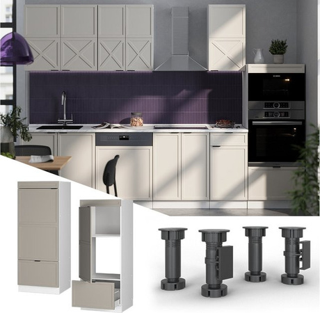 Vicco Mikrowellenschrank Fame-Line in Weiß und Grau-Beige mit Schublade, Tür und Soft-Closing-Scharnieren, Breite: 60 cm