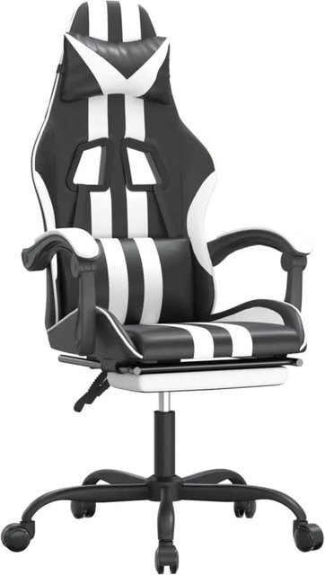 vidaXL Gaming-Stuhl mit Fußstütze und Kopfstütze in Schwarz-Weiß aus Kunstleder - Bild 1