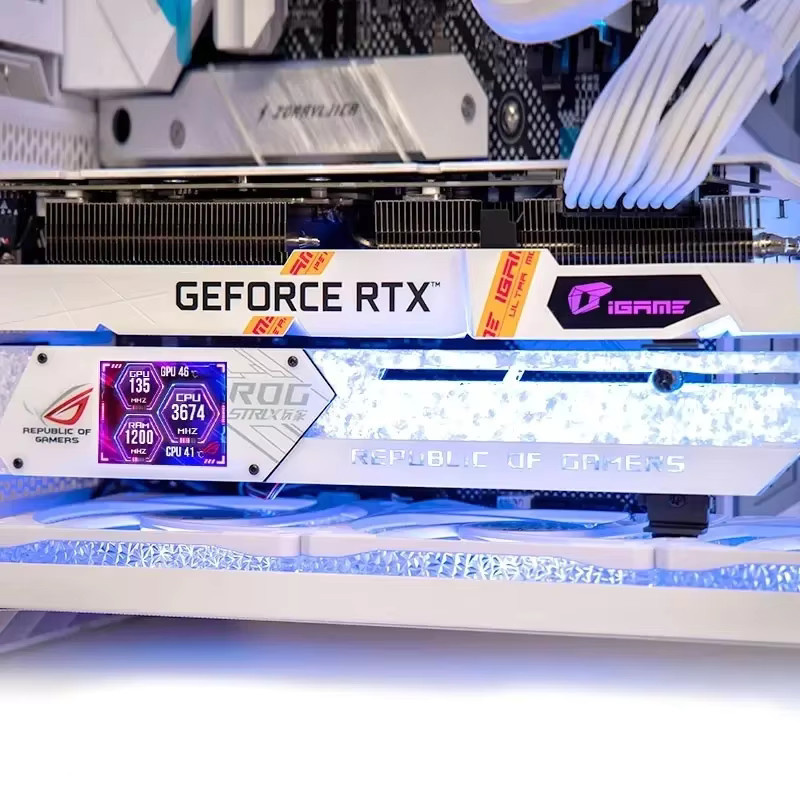 FREEZE MOD GPU Halter mit LCD und ARGB in Schwarz inklusive 2,2 Zoll Monitor zur Unterstützung deiner Grafikkarte für dein PC-Setup - Bild 4