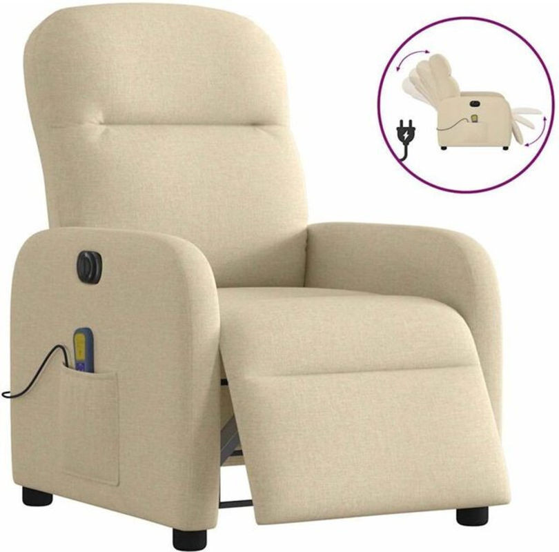 Elektrischer Massagesessel von vidaxl als Relaxsessel aus Stoff in Beige und Weiß - Bild 1