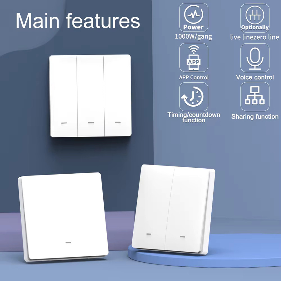 Tuya WLAN Smart-Schalter in Weiß, kompatibel mit Alexa und Google Assistant, App-Fernsteuerung und Timer für die Smart Life App, einphasig - Bild 2
