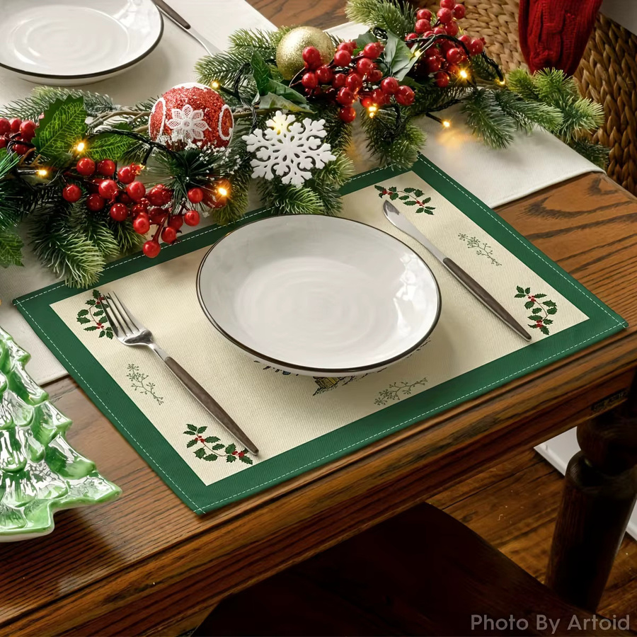 VIKAMA 4-teiliges Weihnachts-Tischset-Set für Feiertags-Tischdekoration und Familientreffen - Bild 2