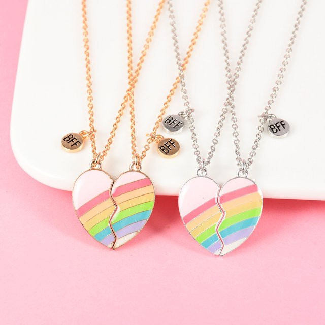 Winoneday Halskette mit Anhänger, Regenbogen-Herzform, Roségold, Kinder - Bild 1