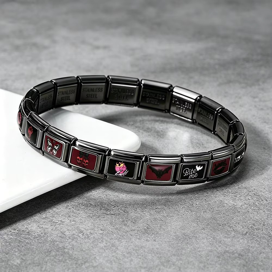 GEMOSE Gliederarmband Edelstahl, Schwarz, Unisex - Bild 2
