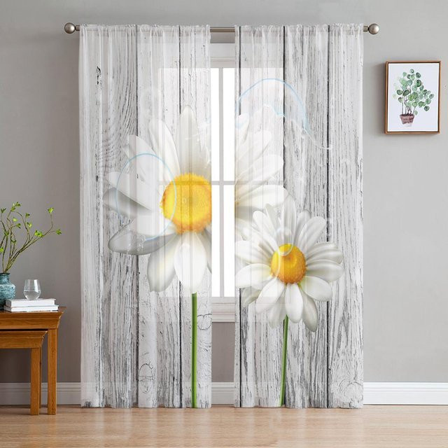 Daisy Wassertropfen Transparente Vorhänge aus Tüll und Organza in Weiß, Breite: 135 cm, Höhe: 137 cm - Bild 1