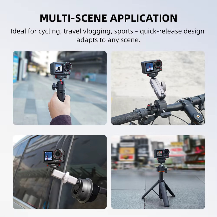 Flymile Magnetischer Schnellwechseladapter für DJI OSMO Action 5 Pro, 4 und 3 Kamera mit 1/4 Zoll Schraubenloch-Basis, Schwarz - Bild 3