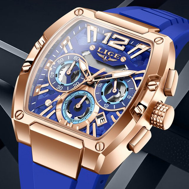 LIGE TOP Armbanduhr Quarz, Silikon, Blau, Herren - Bild 1