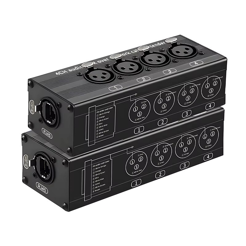 TITAK 4-Kanal 3-Pin XLR Audio und DMX512 Netzwerk-Signal-Extender in Schwarz, 1 Paar (1 Stecker + 1 Buchse) - Bild 2