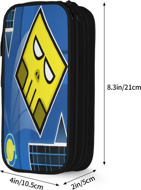 Fancy Style Studio Federmäppchen Geometrie Würfel Design in Blau mit großer Kapazität und doppellagigem Fach - Bild 1