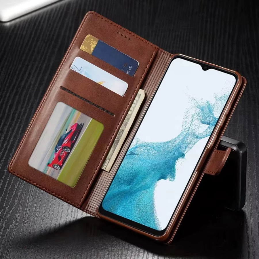 Leder Brieftasche Handyhülle für Samsung Galaxy A-Serie in Pink oder Braun - Bild 1