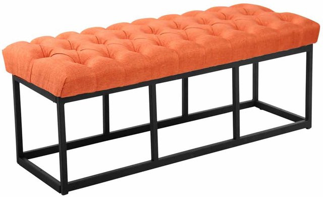 TPFLiving Sitzbank Amor in Orange mit matt schwarzem Gestell, Breite: 120 cm - Bild 1
