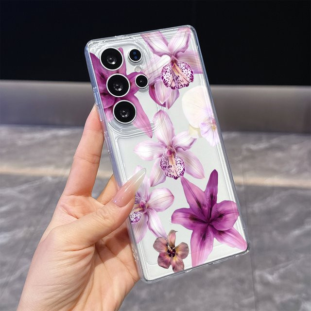 Stoßfeste TPU-Handyhülle mit lila Orchideen-Lilien-Design für Samsung Galaxy S26 S25 S24 FE A15 A55 A57 - Bild 1