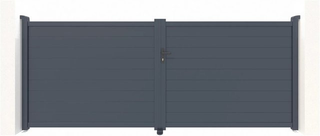 Casanoov Elektrisches Flügeltor Eiger aus Aluminium in Anthrazit und Grau mit Drehtorantrieb Ranger B150, B/H: 400 x 160 cm - Bild 1