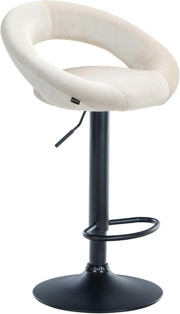 DELUKE Barhocker MEKIM höhenverstellbarer Barstuhl aus Samt mit Lehne und Drehsitz, Farbe Creme/Schwarz, B/T/H: 53 x 47 x 80 cm - Bild 1