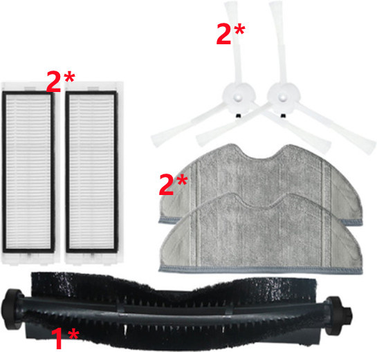 Roborock Ersatzteil-Set für S7 Pro und S5 Roboter Staubsauger mit HEPA-Filter, Seitenbürsten, Mopp-Tuch und Hauptwalzenbürste in Multicolor - Bild 1