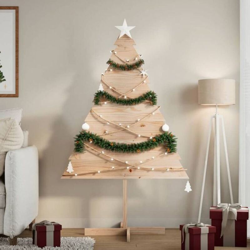 vidaxl Weihnachtsbaum aus Massivholz in Braun und Mehrfarbig, Höhe: 150 cm - Bild 1