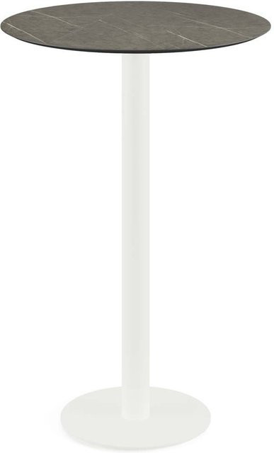 Feros Urban Stehtisch mit weißem Gestell und brauner HPL-Platte, Höhe: 109,2 cm, Durchmesser: 70 cm - Bild 1