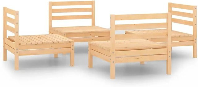 vidaXL 4-teiliges Garten-Lounge-Set aus Kiefer-Massivholz in Braun - Bild 1