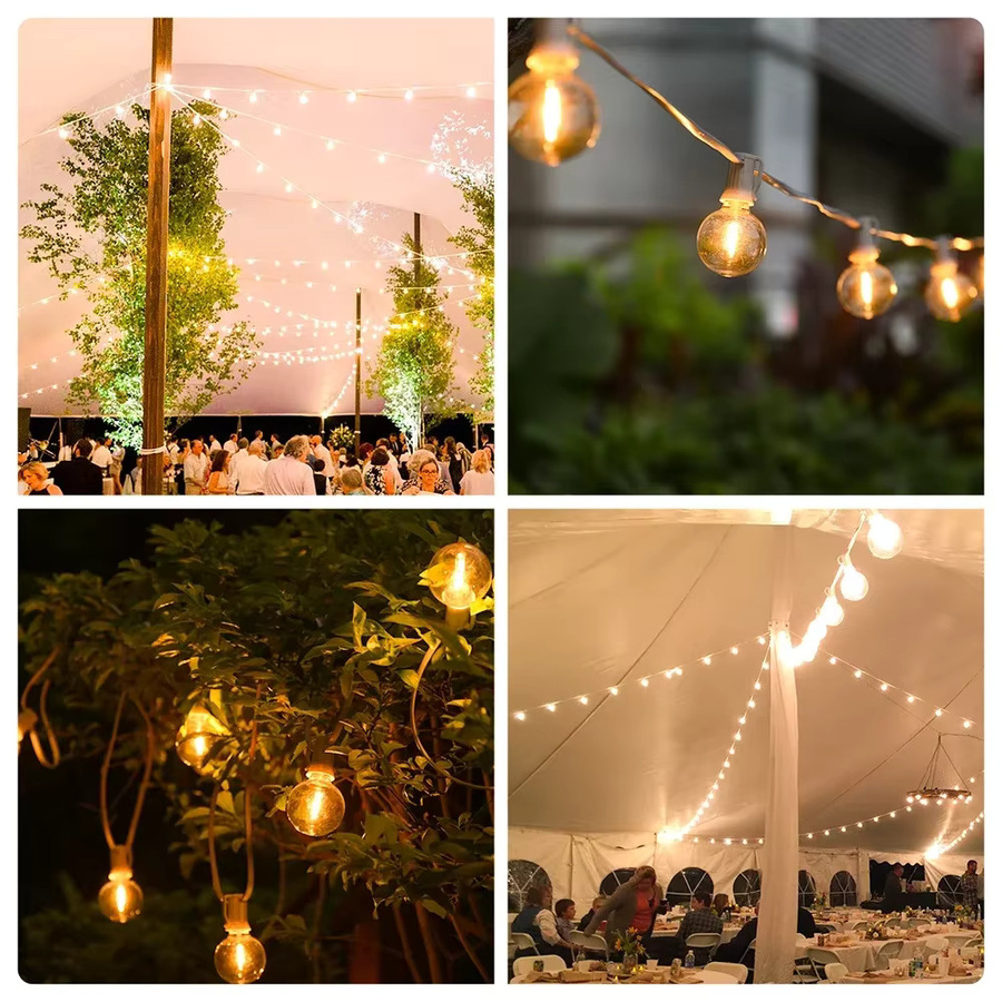Burhui G40 LED Ball Girlande Warmweiß, Anschließbare Vintage Lichterkette für Garten und Party, 30 m - Bild 4