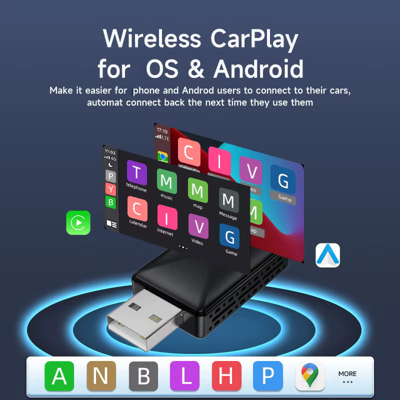 FLIXIVI 2-in-1 Kabelloser CarPlay und Android Auto Adapter, Black, Plug-and-Play Dongle für Apple und Android - Bild 4