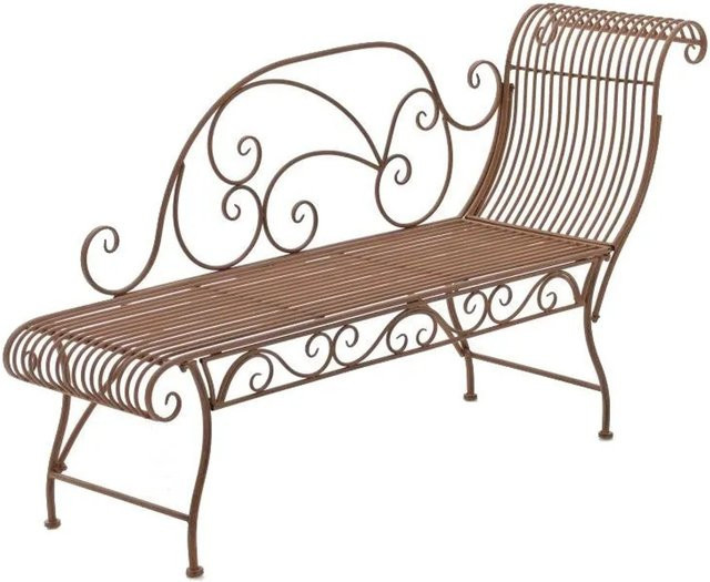 DELUKE Gartenbank SIZON Sonnenliege aus Metall in Braun im Vintage-Design, B/T/H: 156 x 46 x 78 cm - Bild 1