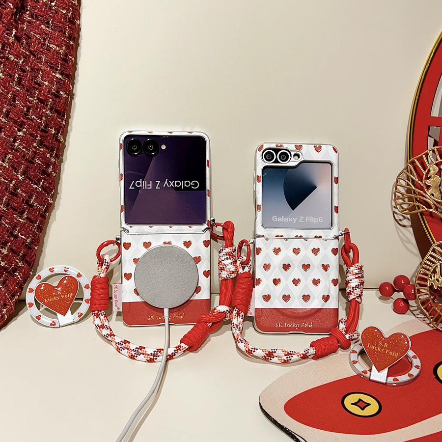 Magnetische PU-Leder Handyhülle mit Scharnier und Umhängeband für Samsung Galaxy Z Flip 7 FE, Z Flip 7, Z Flip 6 und Z Flip 5, MagSafe kompatibel, Farbe: Weiß - Bild 2