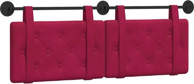 vidaXL Wandmontiertes Kopfteil aus Samt in Weinrot, Breite: 130 cm, Höhe: 55 cm, Tiefe: 5 cm - Bild 1