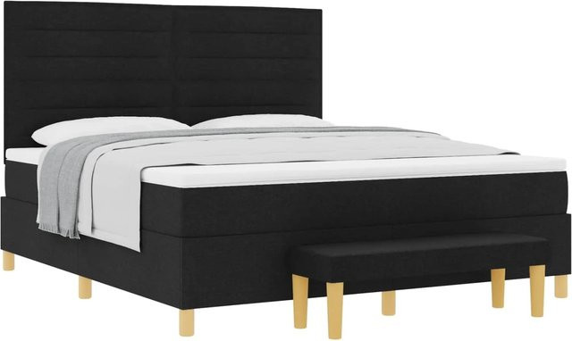 vidaXL Boxspringbett mit Matratze Schwarz Stoff B/T/H: 180 x 200 x 128 cm - Bild 1