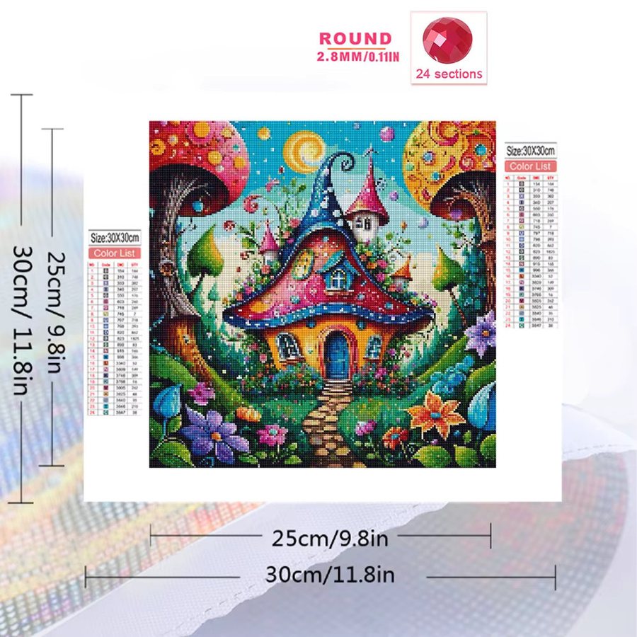 EverShine Diamond Painting Set Pilzhaus DIY Stickerei-Bild als abstrakte Landschaft Wandkunst in Multicolour, B/T/H: 20 x 20 x 20 cm - Bild 2