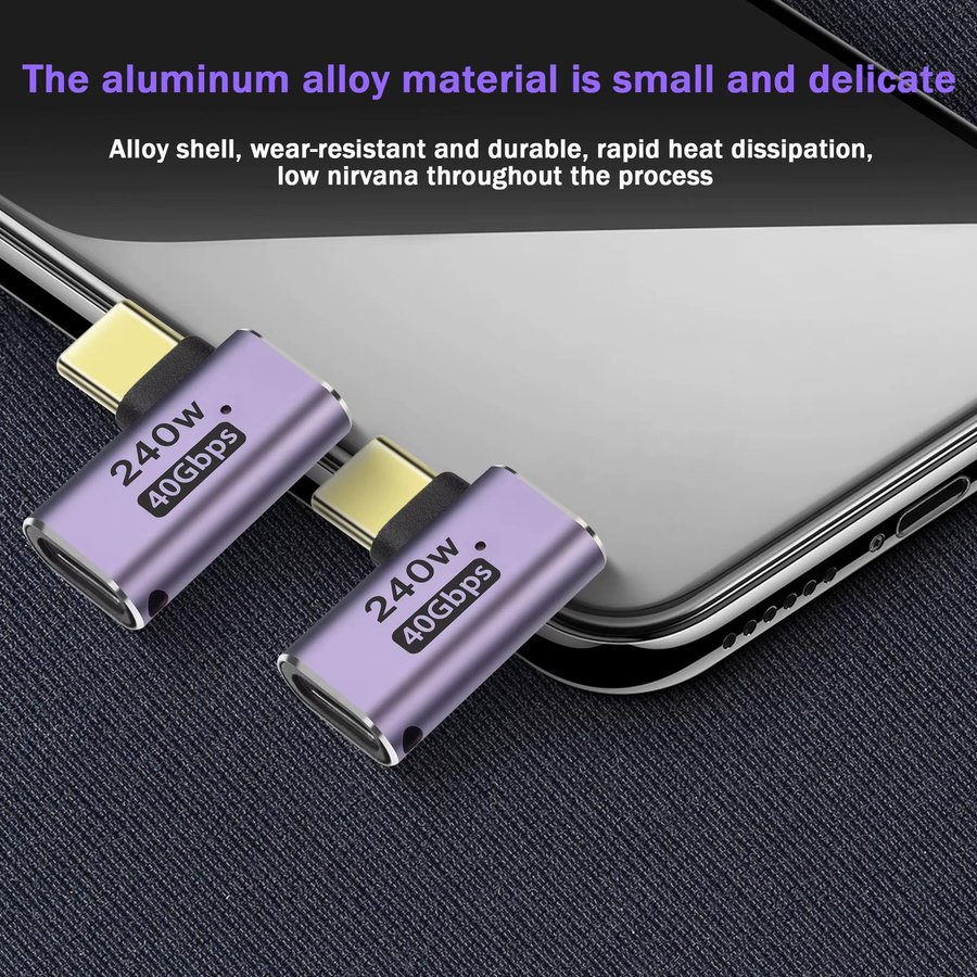 NNBILI USB-C-Adapter rechtwinkliger USB-C-Stecker auf Buchse mit Thunderbolt 4 und USB 4 Unterstützung, 40 Gbit/s und 240 W für MacBook, iPad und Steam Deck - Bild 2