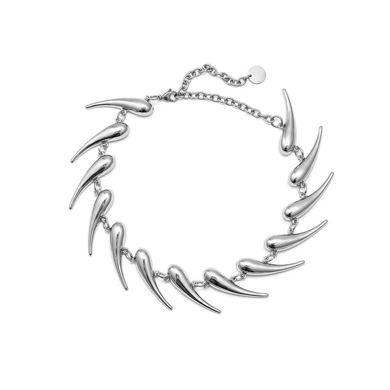 YiYuYiHua Halskette, Silber, Punk, Unisex - Bild 4