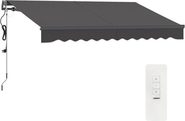 Outsunny Markise dunkelgrau mit Aluminiumgestell und Polyesterbezug, Wandmontage, B/H/L: 250 x 150 x 296 cm - Bild 1