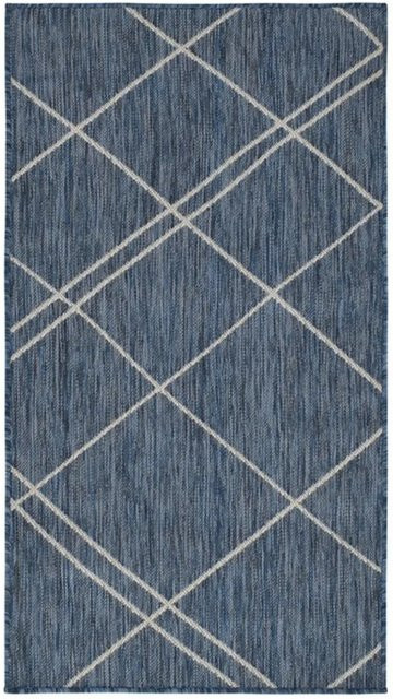 Vercai Rugs Teppich Terrace Karo Azurblau Weiß B: 200 cm, T: 290 cm - Bild 1