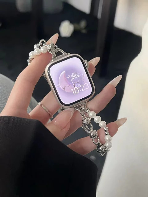 iwujiao Uhrenarmband, Perle, Edelstahl, Silber, Damen - Bild 1