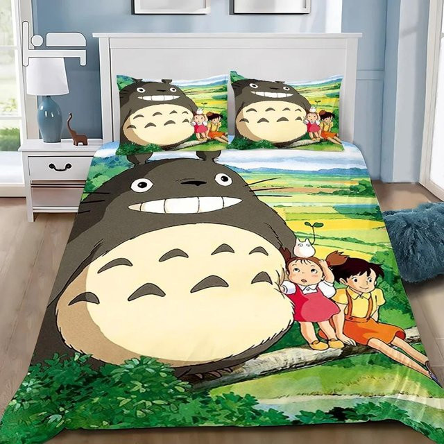 Bettwäscheset mit Anime-Motiv T-TotoroS von Lodestar, bestehend aus Bettbezug und Kissenbezug, Mehrfarbig, B/H: 200 x 200 cm - Bild 1