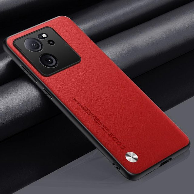 Luxus PU Leder Handyhülle für Xiaomi Mi 13T Pro und Mi 12T Pro, stoßfeste Silikon Schutzhülle, Farbe: Rot - Bild 1